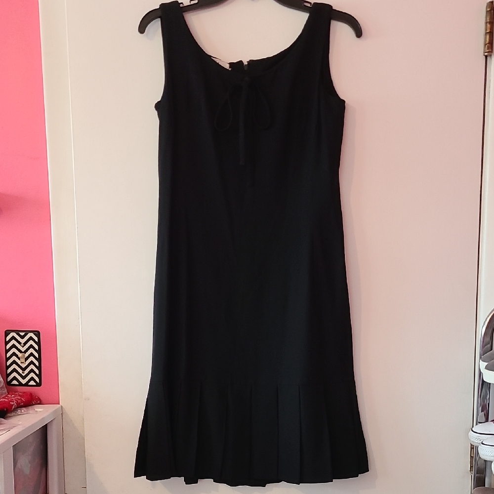 Elegant Black Midi Sheath Dress Scoop Neck - Picture 1 of 4
